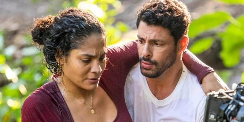 Aline (Barbara Reis) e Caio (Cauã Reymond) em Terra e Paixão