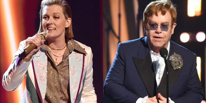Elton John e Brandi Carlile na edição deste ano do Globo de Ouro • Sonja Flemming/CBS via Getty Images