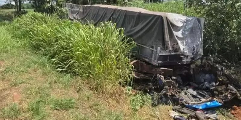 Carreta em meio à vegetação e parte da droga encontrada. (Foto: Jornal da Nova)