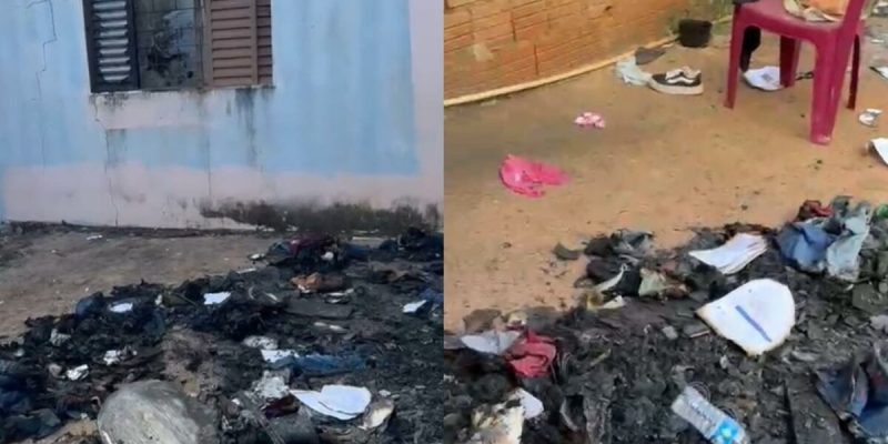 Casa incendiada por homem preso na Vila Bordon. (Foto: PCMS)