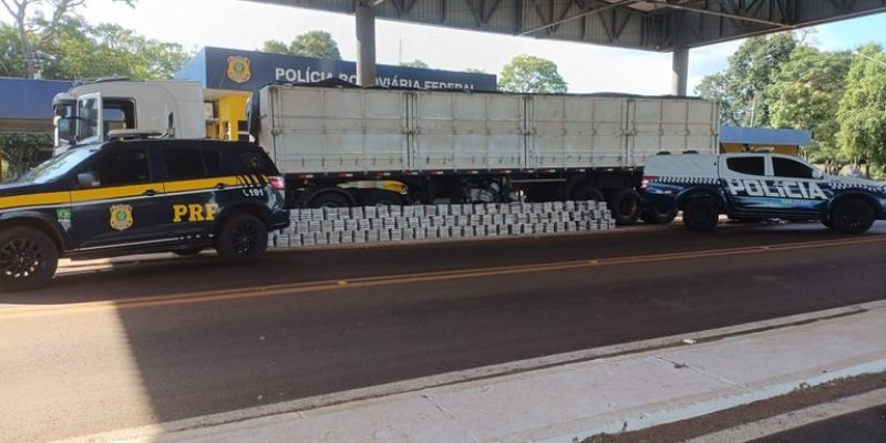 Droga seria levada para São Paulo, informou o motorista do caminhão (Foto: Divulgação/PRF)