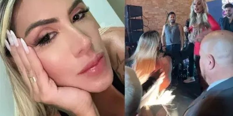 Juju Ferrari e imagens do momento da confusão entre ela e Andressa Urach na festa da criadora de conteúdo adulto – Foto: Reprodução