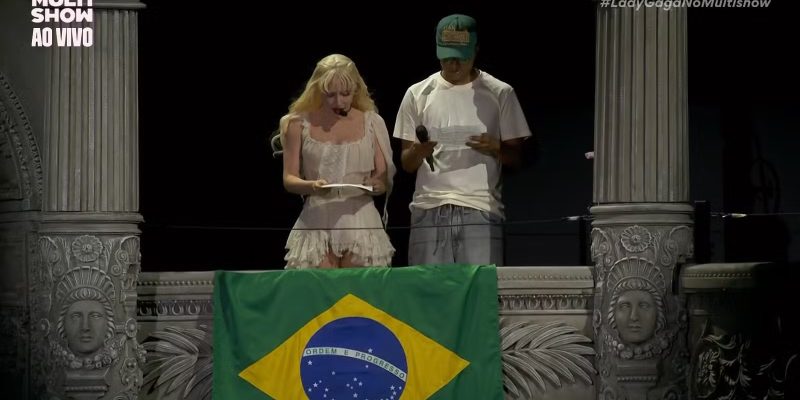 Lady Gaga diz que "ama o Brasil para sempre" em carta dedicada aos fãs — Foto: Reprodução Globoplay