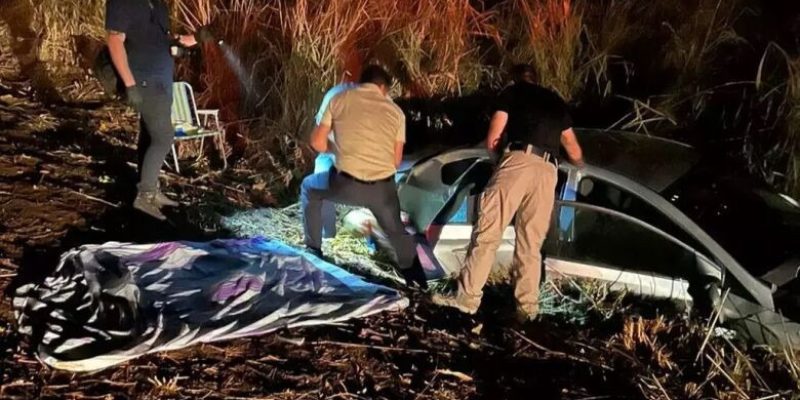 Peritos investigam cena de acidente, às margens da BR-262, em Terenos