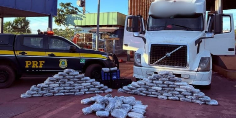 Carga de entorpecente foi apreendida na base da PRF em Porto Morrinho