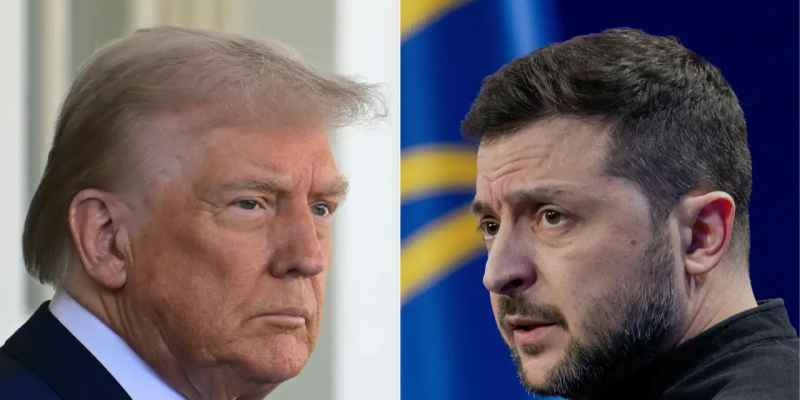 Presidente dos EUA, Donald Trump, e presidente da Ucrânia, Volodymyr Zelensky (Jim WATSON; Tetiana DZHAFAROVA/AFP)