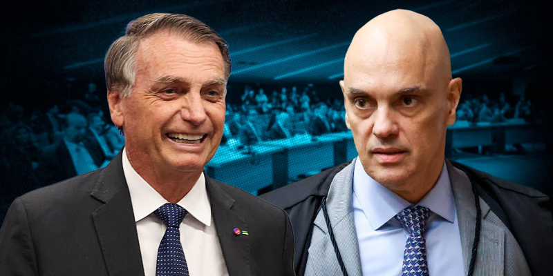 O ex-presidente Jair Bolsonaro e o ministro Alexandre de Moraes Imagem - Paulo Dutra