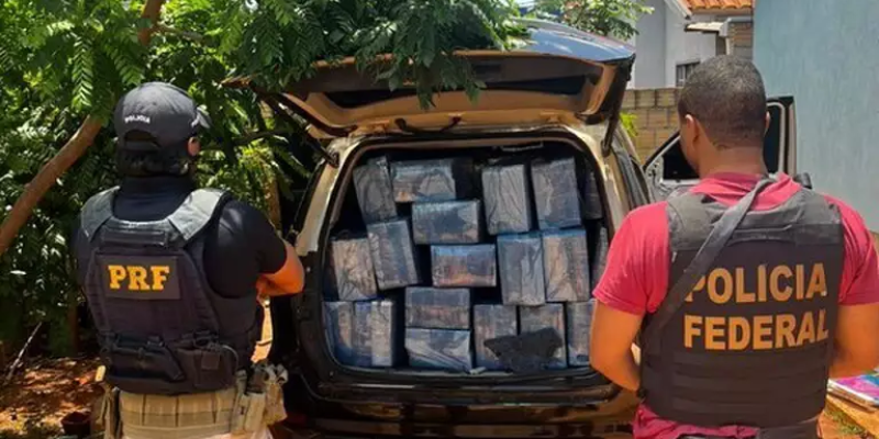 Carro lotado de maconha escondido em quintal de casa. (Foto: Divulgação)