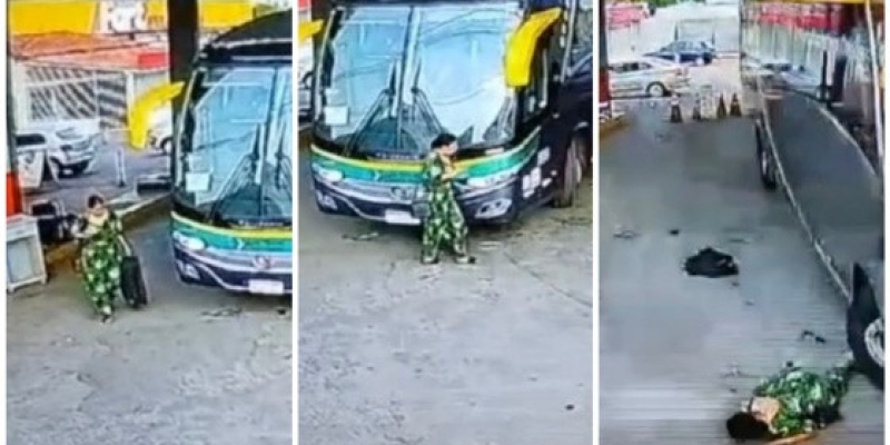 O motorista não percebeu a mulher e a atropelou. Acredita-se que ela estava em um ponto cego