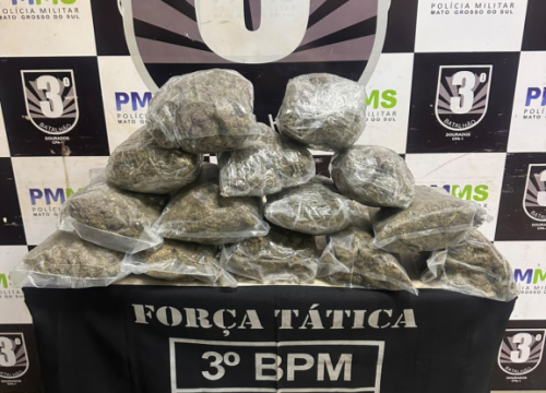 Pacotes de skunk apreendidos com o adolescente durante corrida por aplicativo (Foto: Divulgação/PM)