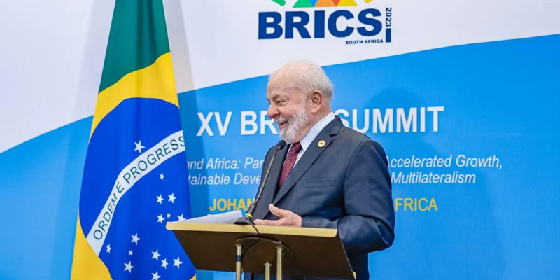 Presidente Lula em encontro de líderes do Brics, na África do Sul, em 2023 — Foto: Ricardo Stuckert