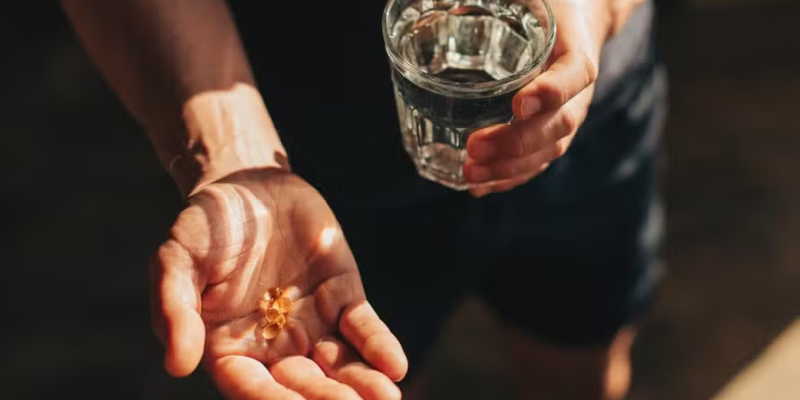 Homem tomando vitaminas — Foto: Getty Images