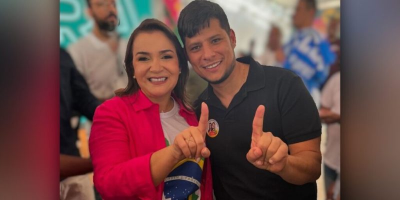 Adriane Lopes e Tiago Vargas durante a campanha 2024