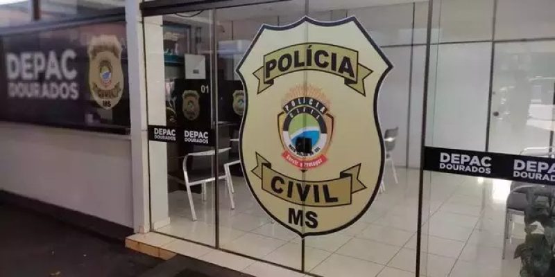 Fachada da Depac (Delegacia de Pronto Atendimento Comunitário), em Dourados