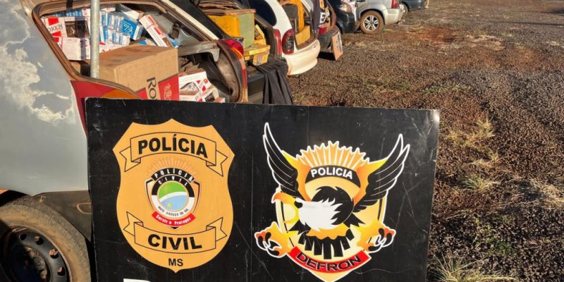 Comboio que trazia contrabando do Paraguai; motoristas fugiram (Foto: Divulgação)