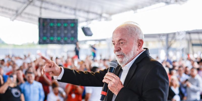 Lula durante discurso em evento de habilitação de frigoríficos no Mato Grosso do Sul