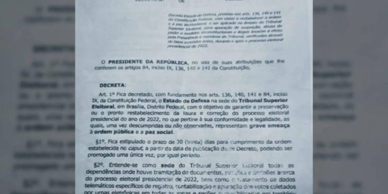 O documento de cunho golpista previa ainda a quebra de sigilo dos magistrados da Corte, o que é vedado pela Constituição