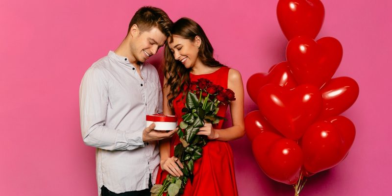 Beautiful couple celebrating St. Valentine's day