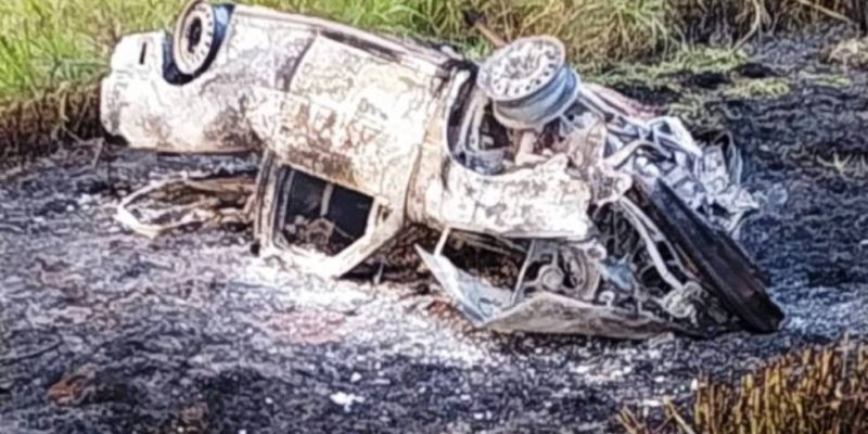 Saveiro saiu da pista e pegou fogo; homem morreu carbonizado (Foto: Divulgação)