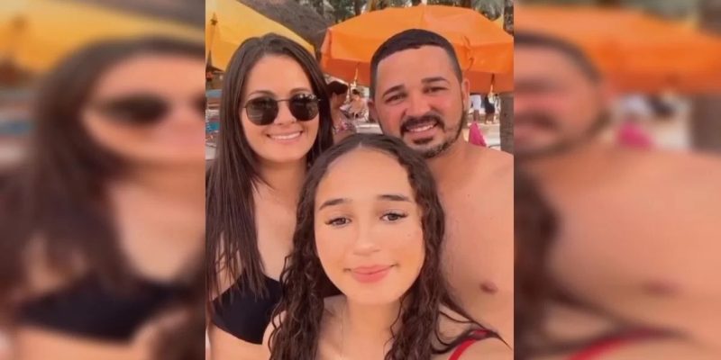 Anderson Givago Marinho, 35 anos, Mirele Beraldo Tofalete, 32, e Isabelly Tofalete Marinho, 15