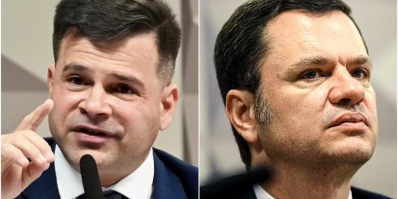 Silvinei Vasques (à esquerda) e Anderson Torres (à direita) — Foto: Evaristo SA-AFP
